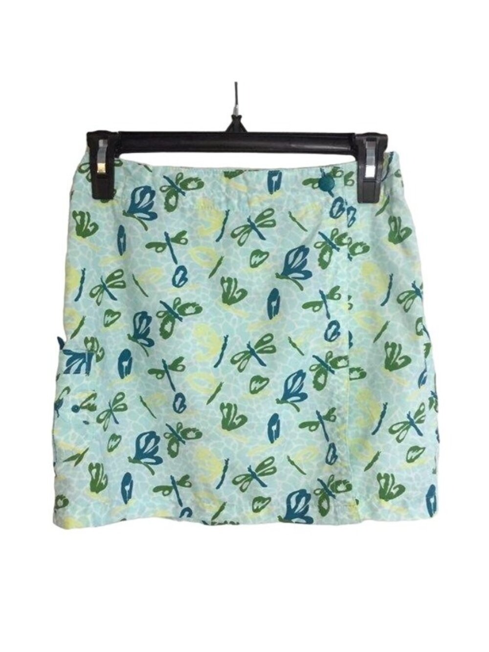 Columbia Girls Butterfly Dragonfly Wrap Skirt Youth 10 Blue Green Nylon Used